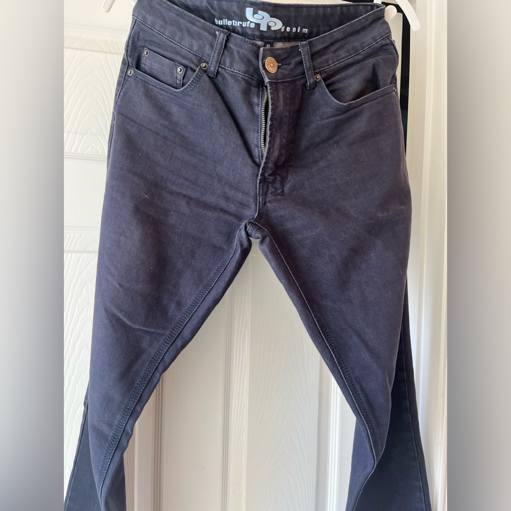 Bulletprufe Denim slim fit. 30x32. Like new. Dark midnight blue
